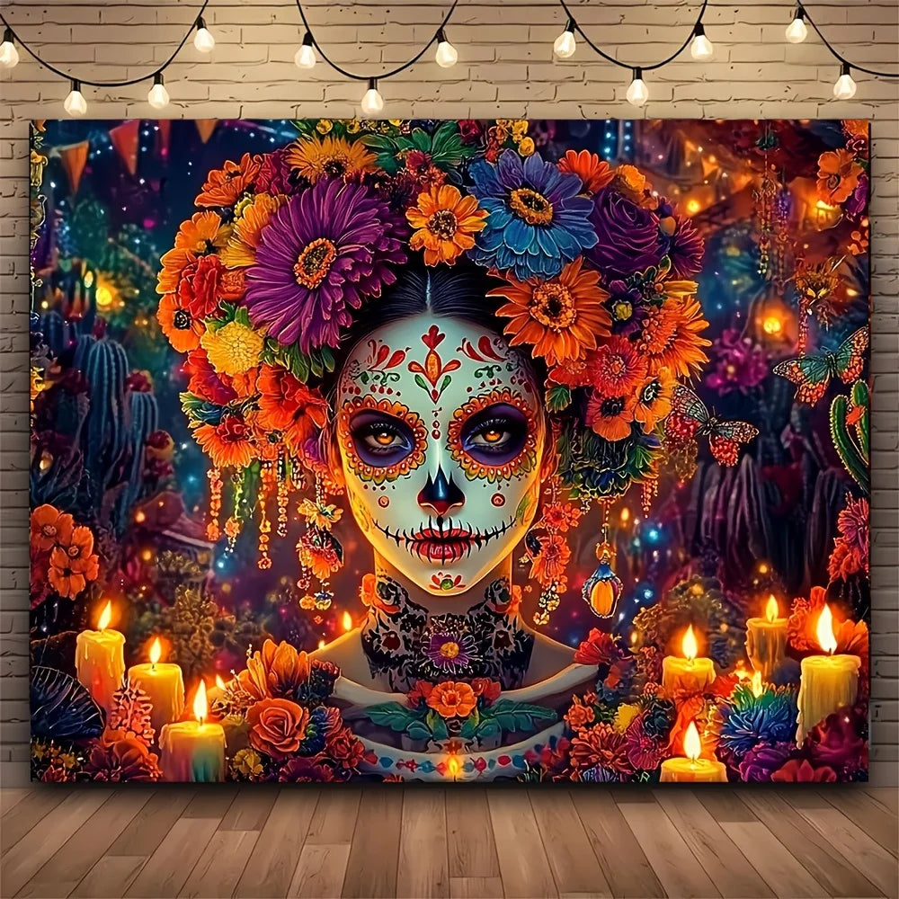 1 brightly colored Day of the Dead wall decoration