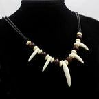 Tribal Imitation Wolf Teeth Beaded Necklace