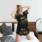 Kurdistan Flag Round Neck Short Sleeves Nightdress