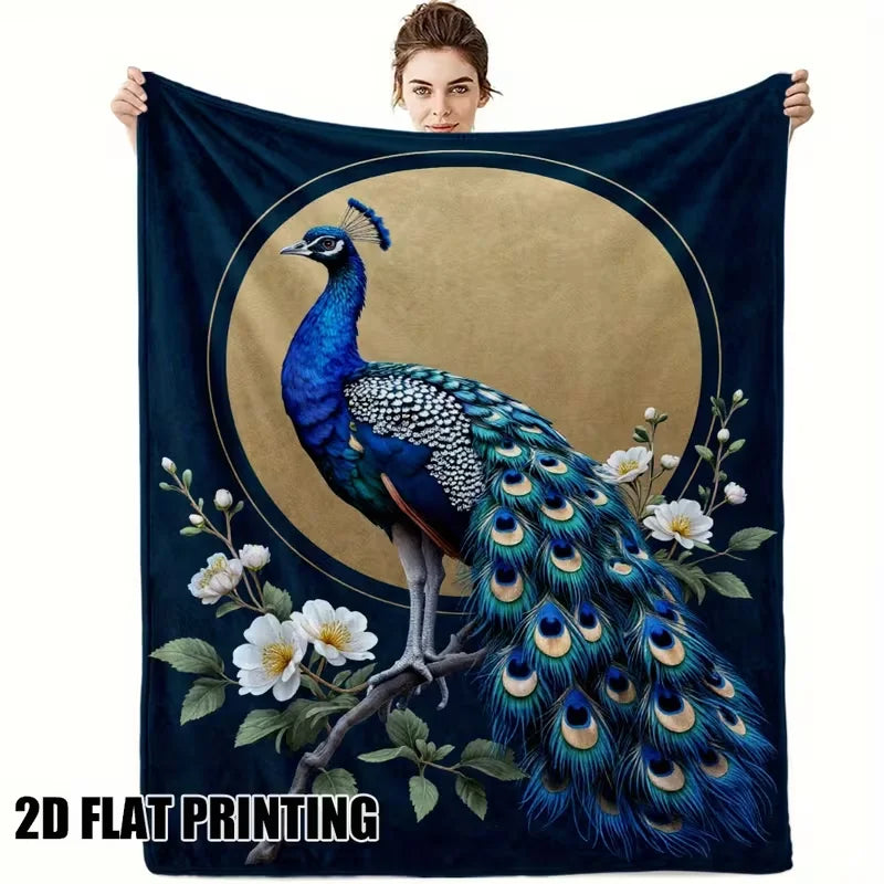 Peacock Watercolor Throw