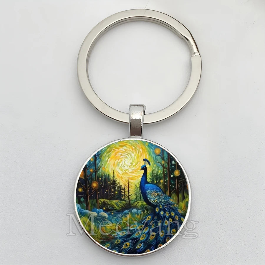 Beautiful Colorful Peacock Keychain