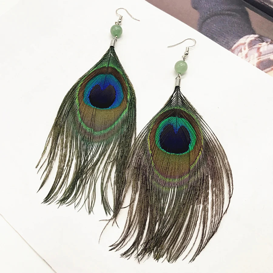 Peacock Feather Shaped Dangle Earrings