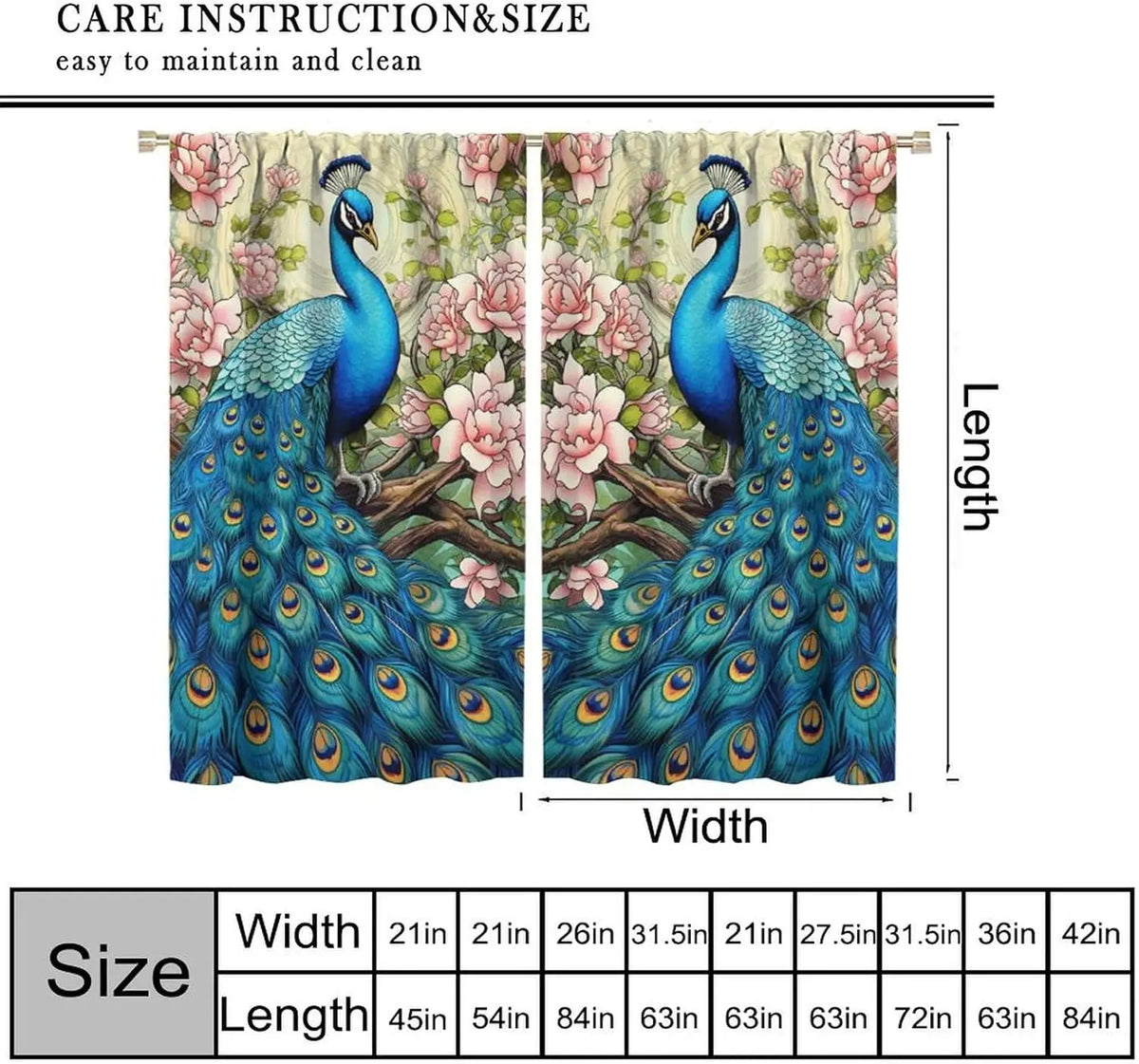Peacock Curtains Set
