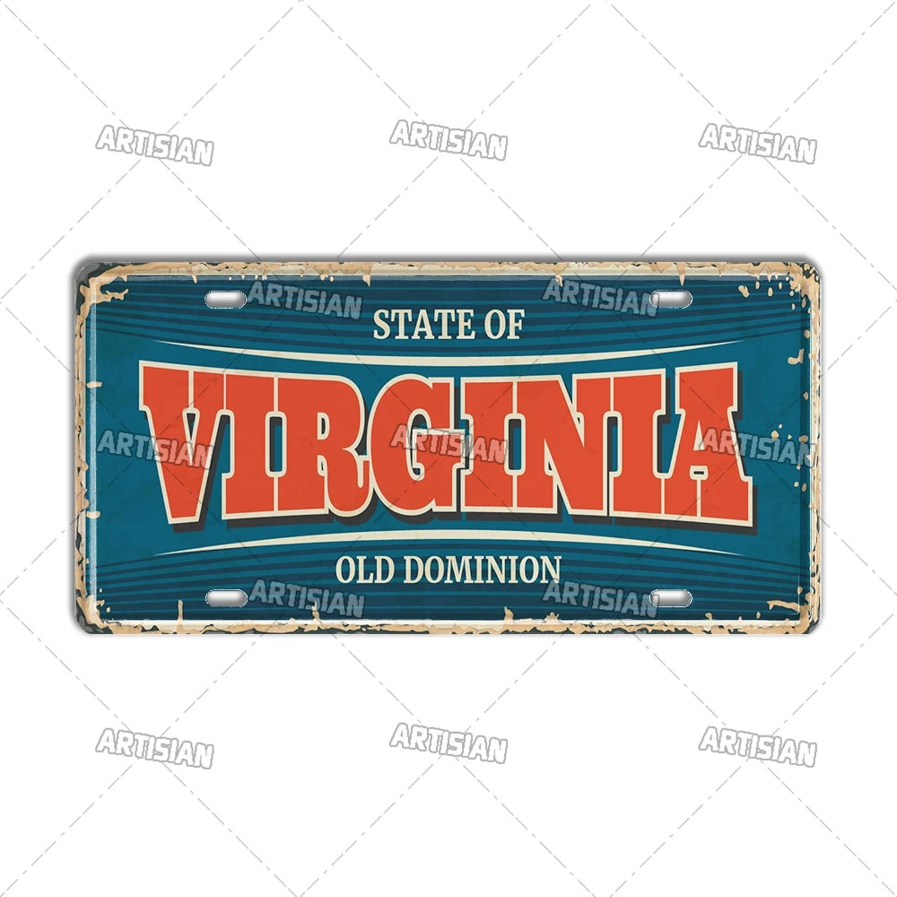 USA License Plate Landmark Metal