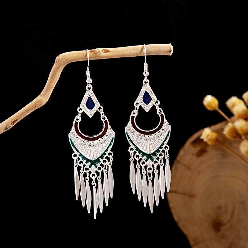 Ethnic Tibetan Silver Color Earrings