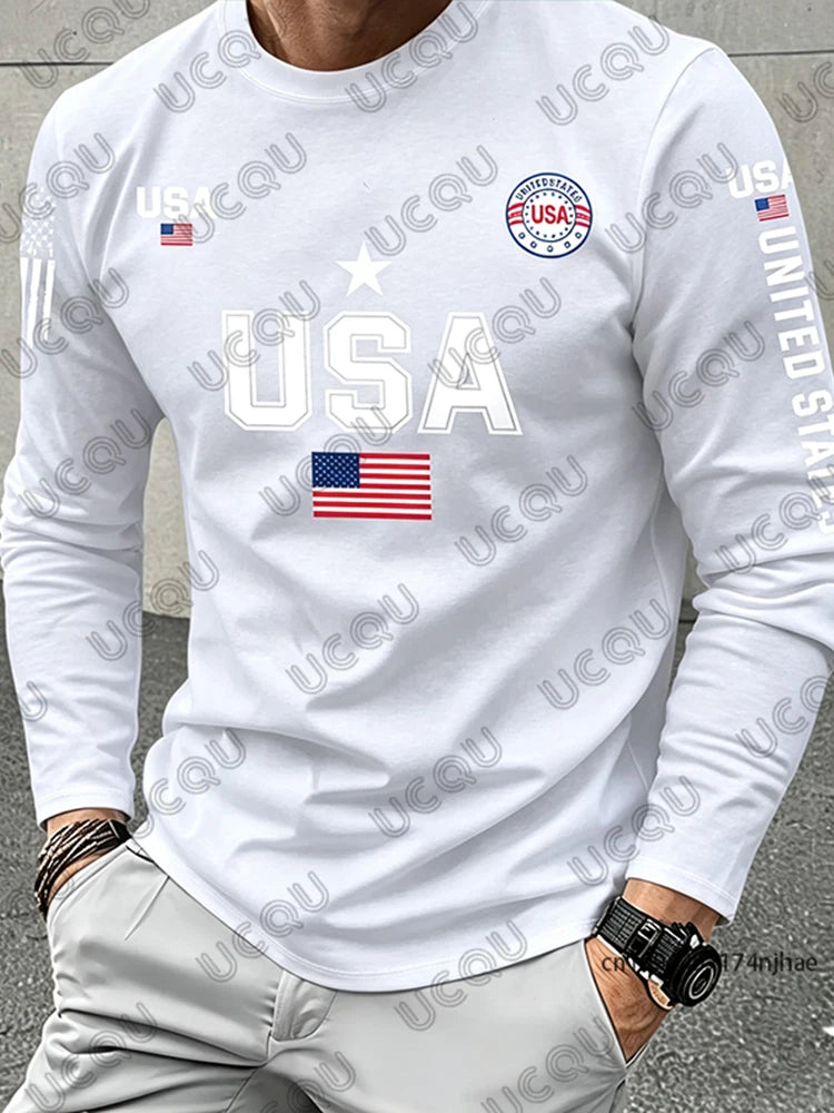 USA Flag Long Sleeve T-shirt