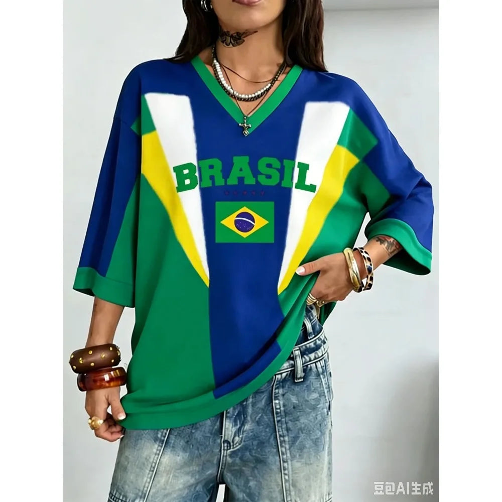 Vintage Brazil Style Print Tee