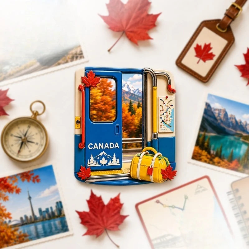 Canada Autumn Train Door Fridge Magnet