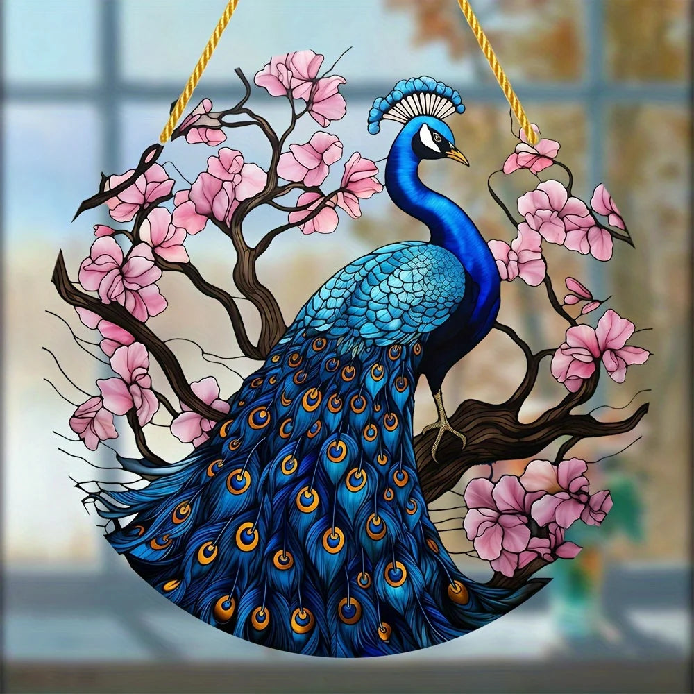 Colorful Peacock Sun Catcher-Indoor/Outdoor
