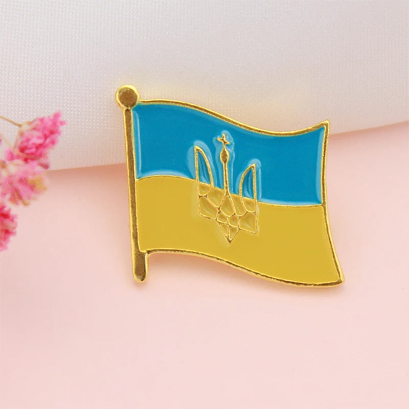 Ukraine Flag Map Enamel Pins