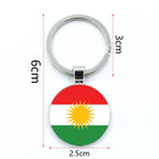 Kurdistan Flag Glass Pendant Keychain Jewelry Charm Bag Souvenir Key Ring