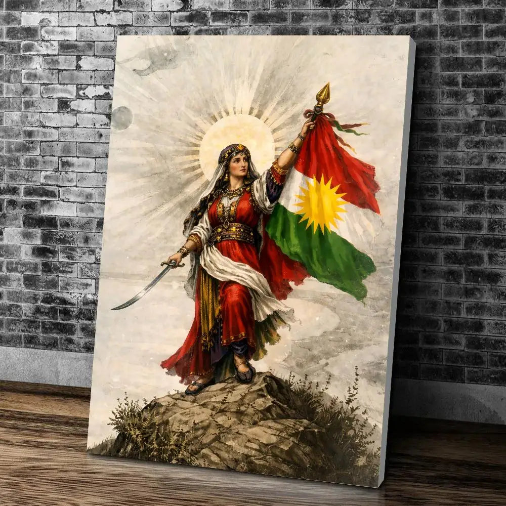 Kurdish Flag Map Poster