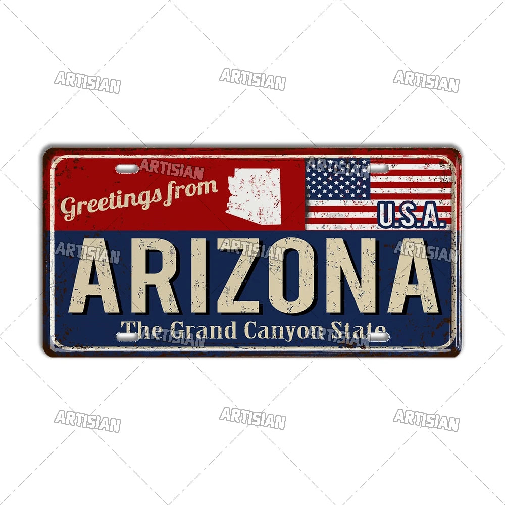 Greeting from USA States Landmark License Plate