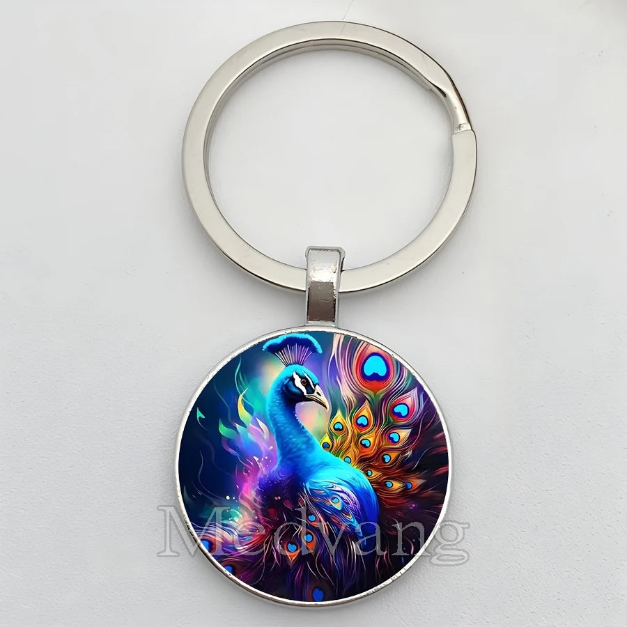 Beautiful Colorful Peacock Keychain