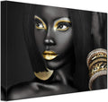 Black Woman Portrait Artwork Egyptian Queen Gallery Poster Print Living Room Wall Art African Girl Black and Gold Picture Home Office Decor Bedroom Wall Decor 12X16Inch